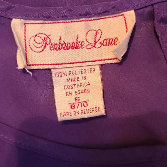 (401) Pembroke Lane Woman's Short Sleeve Blouse, Size: Small Color: Purple - Picture 8 of 13